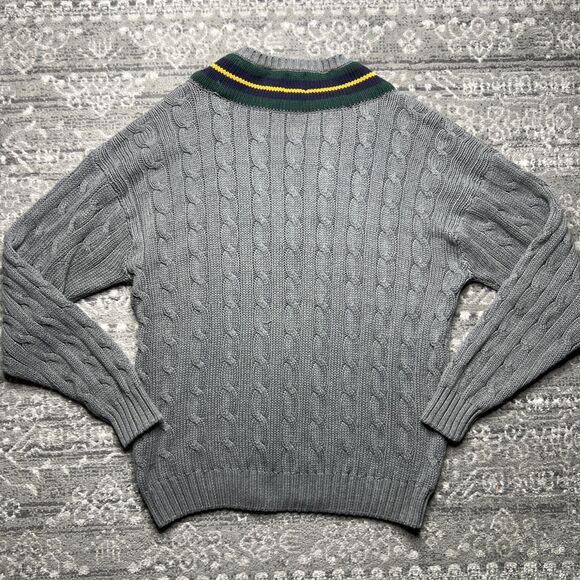 Vintage GAP Cable Knit V Neck Sweater Mens XL Gray Cricket  Tennis Preppy 90s - Picture 6 of 6
